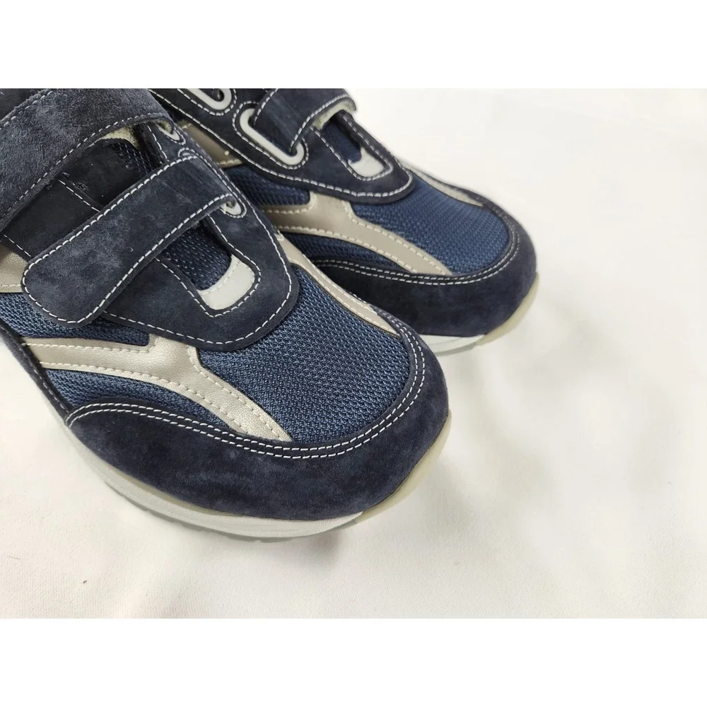 SAS JV Mesh Mens Sz 10 W Wide Navy Blue Suede Comfort Walking Sneakers Shoes‎